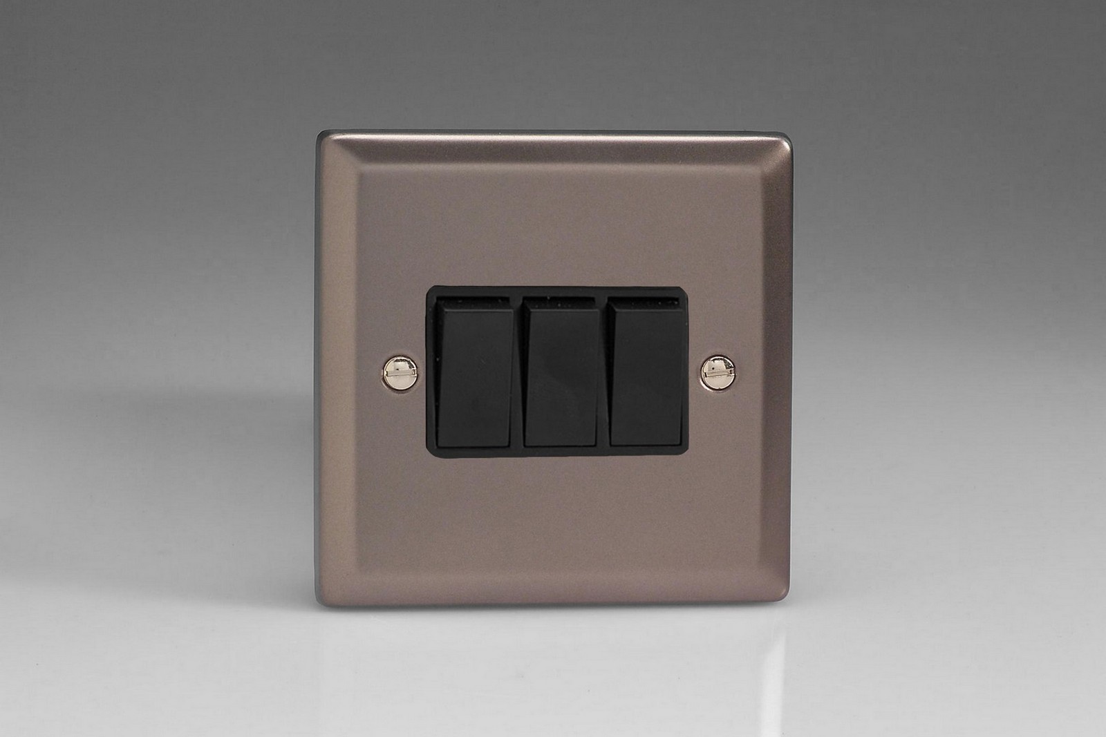 Varilight Classic Pewter 3 Gang 10A 1 Or 2 Way Rocker Switch Switch