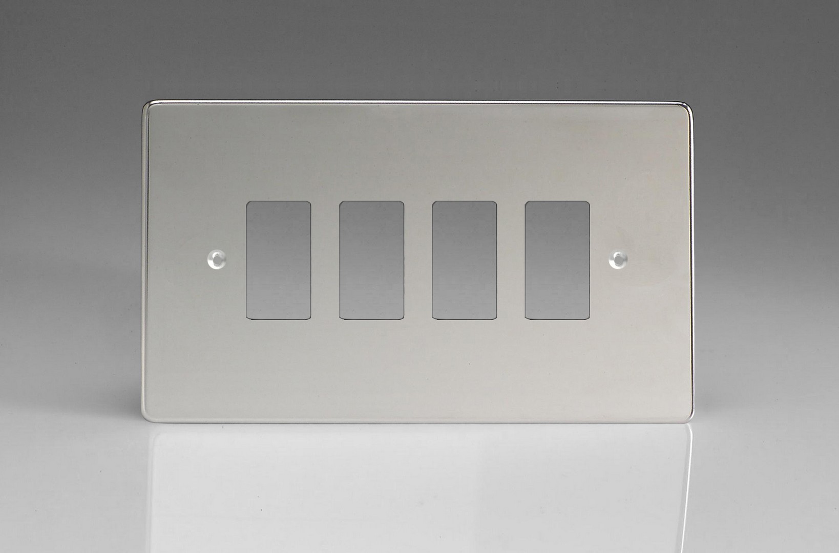 Varilight Polished Chrome 4 Gang Grid Plate Twin Plate Faceplate